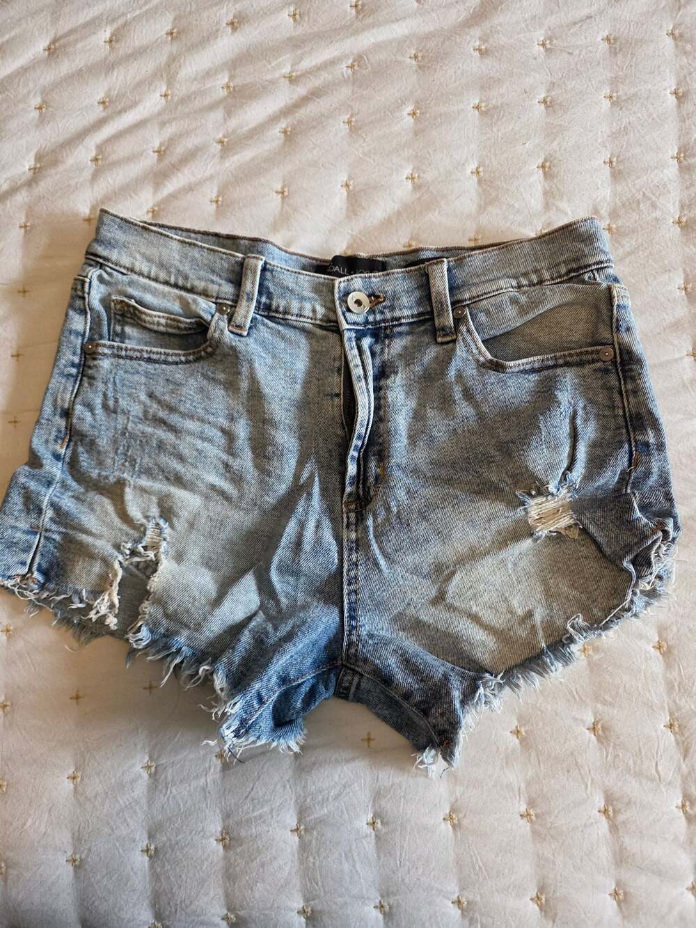 Kendall + Kylie The Icon Short Distressed Raw Hem Denim Shorts